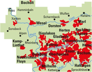 Blattschnitt Fahrradkarte Ruhrgebiet West ADFC Regionalkarte